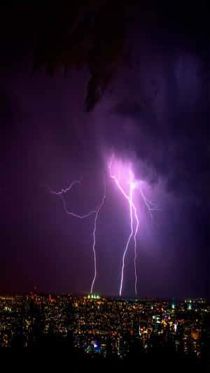 Bright Purple Lightning Illuminating The Sky Wallpaper