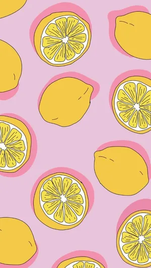 Bright Round Lemon Illustration Wallpaper