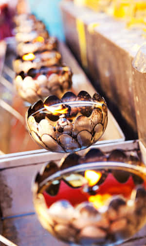 Bright Yellow & Orange Sunset Over City Buildings Wallpaper