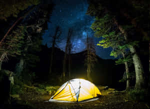 Bright Yellow Tent Camping Desktop Wallpaper