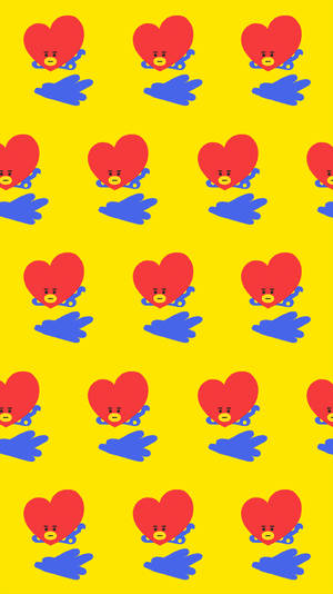 Brighten Up Your Day With Bt21's Cute And Cheerful Tata Pattern In Yellow! Wallpaper
