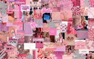 Bring A Touch Of Color To Your Desktop With This Cute Pink Collage Wallpaper! Wallpaper