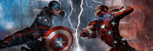 Bring On The Action With Captain America Dual Screen Wallpaper