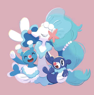 Brionne And Primarina In A Magical Pastel Land Wallpaper