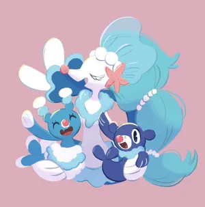Brionne And Primarina In A Magical Pastel Land Wallpaper