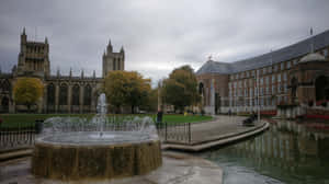 Bristol Cathedraland City Hall Fountain Wallpaper