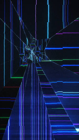 Broken Glass With Colorful Lines Wallpaper