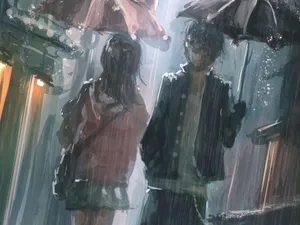 Broken Heart Anime Couple In The Rain Wallpaper