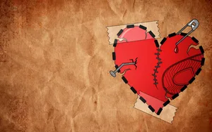 Broken Heart Illustration Paper Background Wallpaper