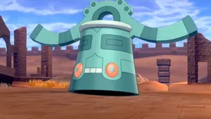Bronzong With Brick Pillars Wallpaper