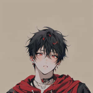 Brooding Anime Boy Black Hair Wallpaper