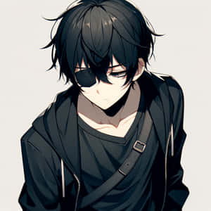 Brooding Anime Boy Black Hair Wallpaper