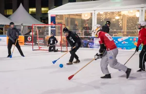 Broomball Black And Red Team Wallpaper