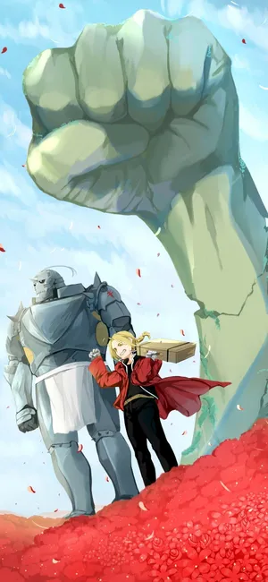 Brotherhood In Battle - Edward Elric Wielding His Alchemy Powers Wallpaper