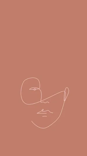 Brown Aesthetic Pastel Minimalist Line Art Wallpaper