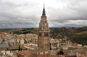 Brown Aesthetic Toledo Cathedral From Afar Wallpaper