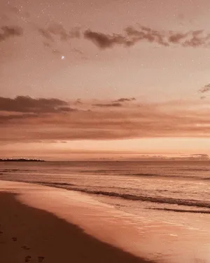 Brown Pastel Aesthetic Beach Shore Sunset Wallpaper