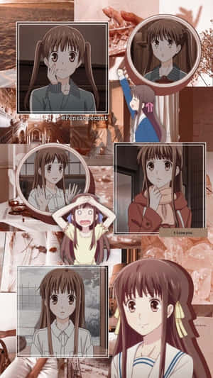 Brown Tohru Honda Collage Fruits Basket Anime Wallpaper