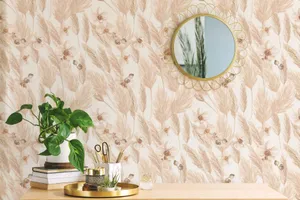 Brown Wallpaper With A Chic Mirror Wallpaper