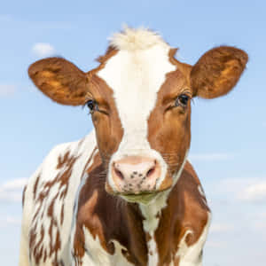 Brown White Calf Against Blue Sky Wallpaper
