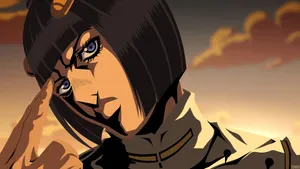 Bruno Bucciarati From Jojo's Bizarre Adventure Posing Against A Stylish Backdrop Wallpaper