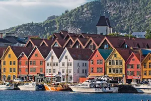 Bryggen Historic Norwegian Harbor Wallpaper
