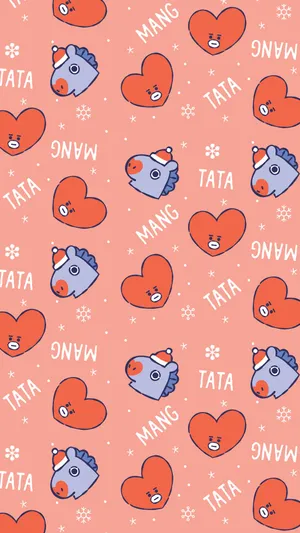 Bt21 Tata And Mang Pattern Wallpaper
