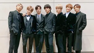 Bts 2020 In Black Suit Wallpaper