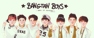 Bts Cartoon In White Wallpaper