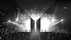 Bts Concert With Bts Logo Silhouette Wallpaper