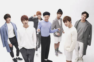 Bts Group Aesthetic Photo On White Background Wallpaper