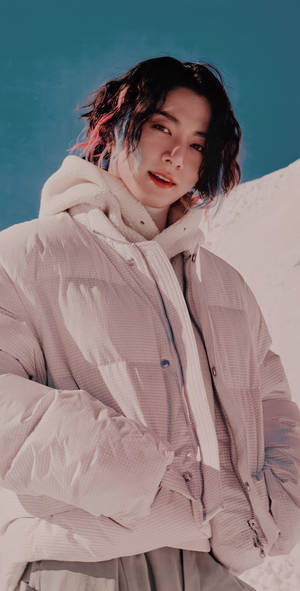 Bts Jung Kook Cute Winter Jacket Wallpaper