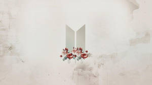Bts Logo With Flowers Laptop Wallpaper