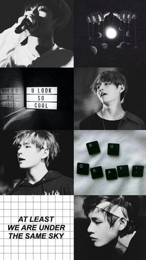 Bts Member V In Bw Aesthetic Wallpaper