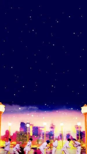 Bts Members Posing Together In Mv Shoot Wallpaper