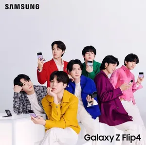 Bts Members Smiling While Endorsing Various Brands Wallpaper