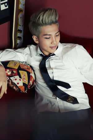 Bts Rap Monster Performing On Stage Wallpaper