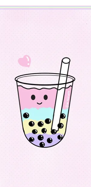 Bubble Tea Cute Pastel Pink Wallpaper