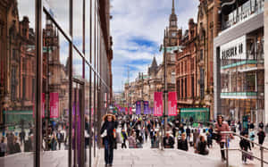 Buchanan Street Glasgow Bustling City Life Wallpaper