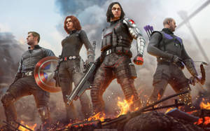 Bucky Barnes With Black Widow Wallpaper