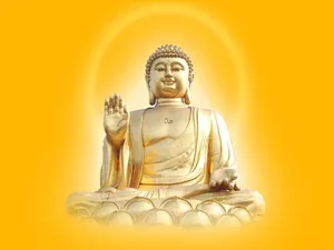 Buddha 3d Luxurious Gold Statue Wallpaper