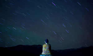 Buddha Statue Star Trails Wallpaper