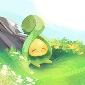 Budew Sitting In Grassy Field Wallpaper