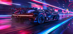 Bugatti Bolide Speeding Neon Lights Wallpaper