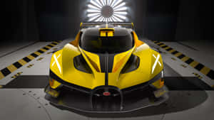 Bugatti Bolide Yellow Black Showroom Wallpaper