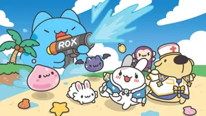 Bugcat Capoo Beach Fun Wallpaper