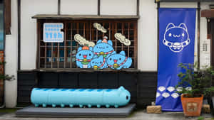 Bugcat Capoo Family Outside Shop Wallpaper