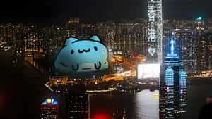 Bugcat Capoo Night Cityscape Wallpaper