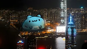 Bugcat Capoo Night Cityscape Wallpaper