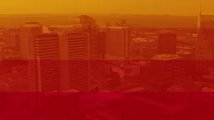 Buildings On An Orange Background Wallpaper